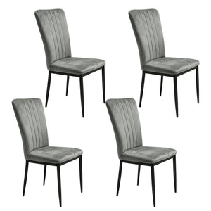 English Elm Dining Chair Set of 4 Velvet Upholstered with Curved Back and Slim Metal Legs W3851P493953