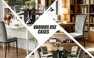 English Elm Dining Chair Set of 4 Velvet Upholstered with Curved Back and Slim Metal Legs W3851P493953