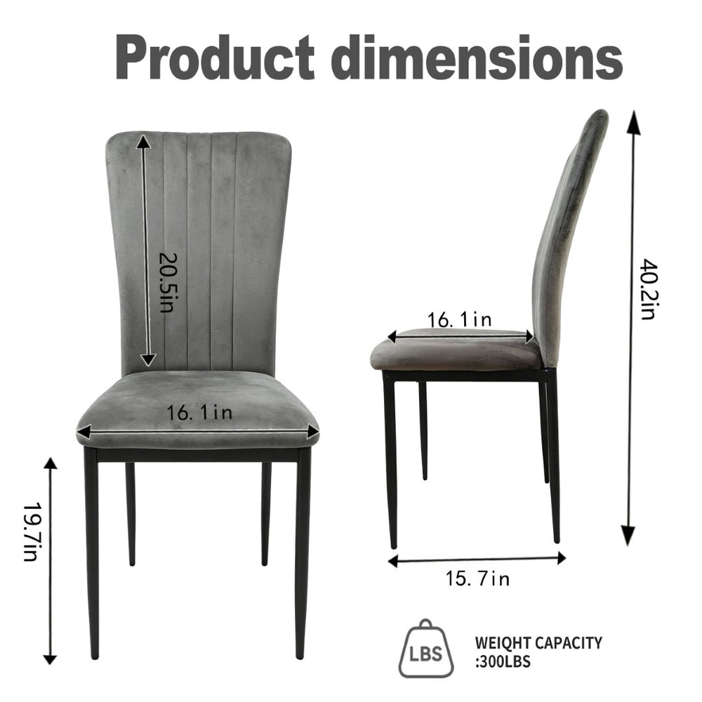 English Elm Dining Chair Set of 4 Velvet Upholstered with Curved Back and Slim Metal Legs W3851P493953