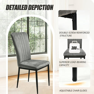 English Elm Dining Chair Set of 4 Velvet Upholstered with Curved Back and Slim Metal Legs W3851P493953