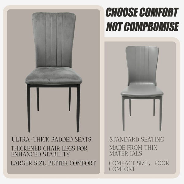 English Elm Dining Chair Set of 4 Velvet Upholstered with Curved Back and Slim Metal Legs W3851P493953