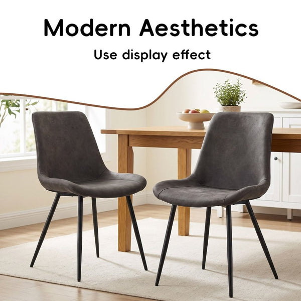 English Elm Dining Chair Set of 4 Faux Leather Bucket Seat with Black Metal Legs for Kitchen W3851P494010