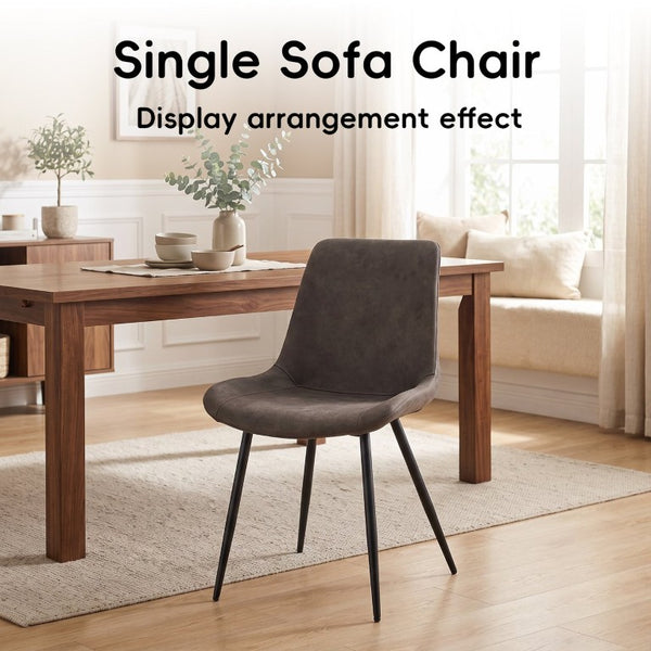 English Elm Dining Chair Set of 4 Faux Leather Bucket Seat with Black Metal Legs for Kitchen W3851P494010