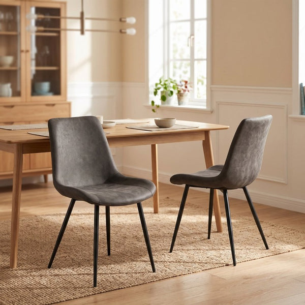 English Elm Dining Chair Set of 4 Faux Leather Bucket Seat with Black Metal Legs for Kitchen W3851P494010