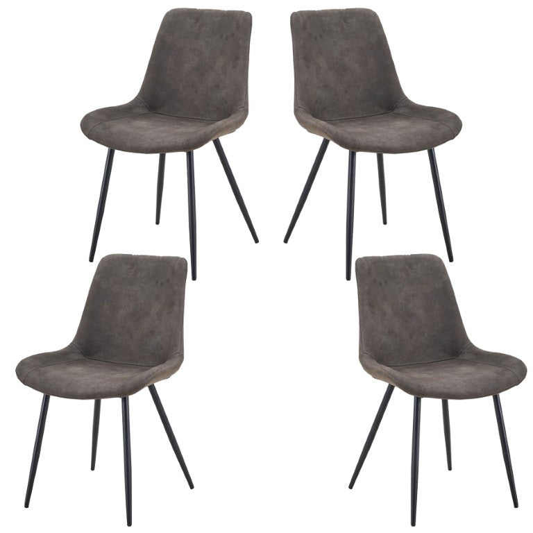 English Elm Dining Chair Set of 4 Faux Leather Bucket Seat with Black Metal Legs for Kitchen W3851P494010