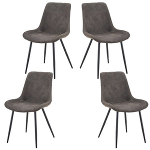 English Elm Dining Chair Set of 4 Faux Leather Bucket Seat with Black Metal Legs for Kitchen W3851P494010