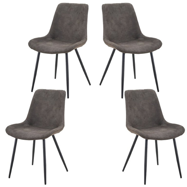 English Elm Dining Chair Set of 4 Faux Leather Bucket Seat with Black Metal Legs for Kitchen W3851P494010