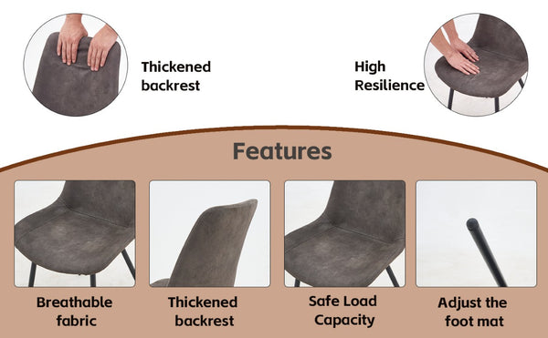 English Elm Dining Chair Set of 4 Faux Leather Bucket Seat with Black Metal Legs for Kitchen W3851P494010