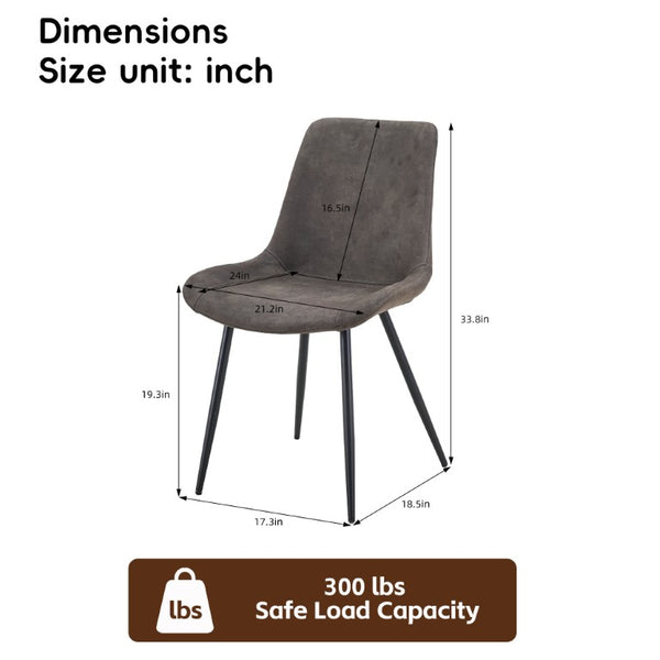 English Elm Dining Chair Set of 4 Faux Leather Bucket Seat with Black Metal Legs for Kitchen W3851P494010