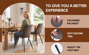 English Elm Dining Chair Set of 4 Faux Leather Bucket Seat with Black Metal Legs for Kitchen W3851P494010