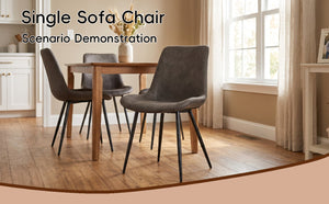 English Elm Dining Chair Set of 4 Faux Leather Bucket Seat with Black Metal Legs for Kitchen W3851P494010