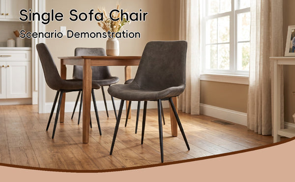 English Elm Dining Chair Set of 4 Faux Leather Bucket Seat with Black Metal Legs for Kitchen W3851P494010