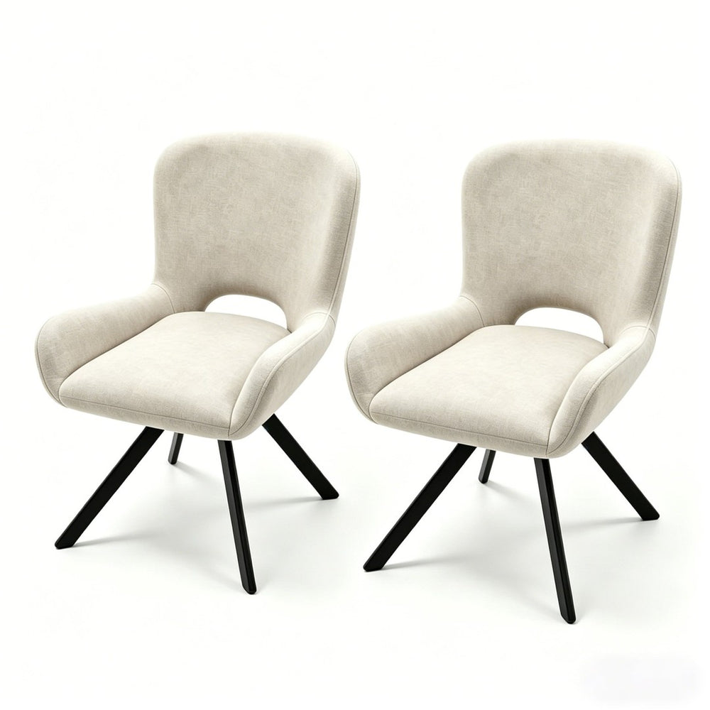 English Elm Fabric Upholstered Dining Chair Set with Ergonomic Wraparound Backrest and Metal X Legs W3851P494056