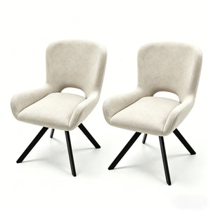 English Elm Fabric Upholstered Dining Chair Set with Ergonomic Wraparound Backrest and Metal X Legs W3851P494056