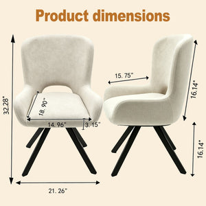 English Elm Fabric Upholstered Dining Chair Set with Ergonomic Wraparound Backrest and Metal X Legs W3851P494056