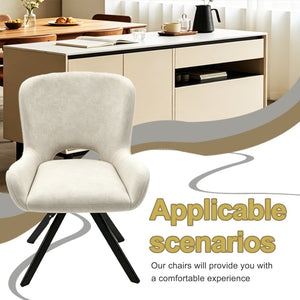 English Elm Fabric Upholstered Dining Chair Set with Ergonomic Wraparound Backrest and Metal X Legs W3851P494056