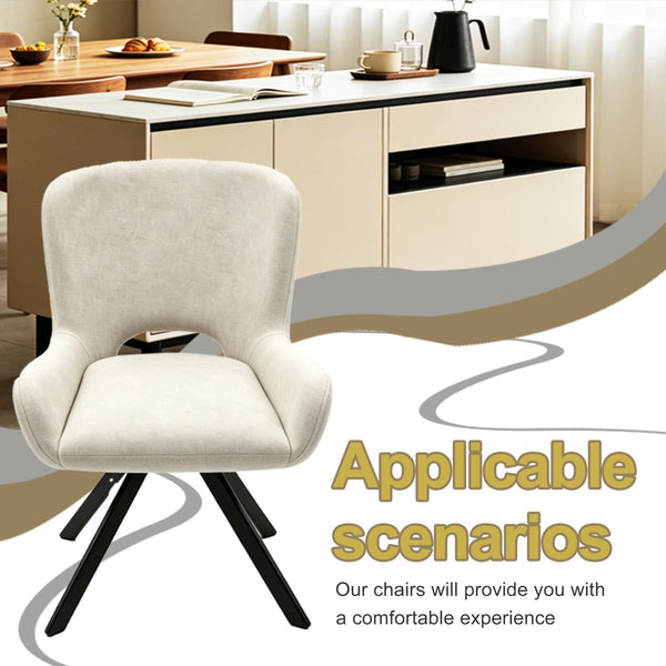 English Elm Fabric Upholstered Dining Chair Set with Ergonomic Wraparound Backrest and Metal X Legs W3851P494056