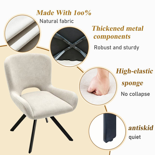 English Elm Fabric Upholstered Dining Chair Set with Ergonomic Wraparound Backrest and Metal X Legs W3851P494056