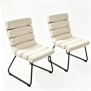 English Elm Modern Upholstered Dining Chair Set of Two with Cushioned Seat and Metal Frame W3851P494451