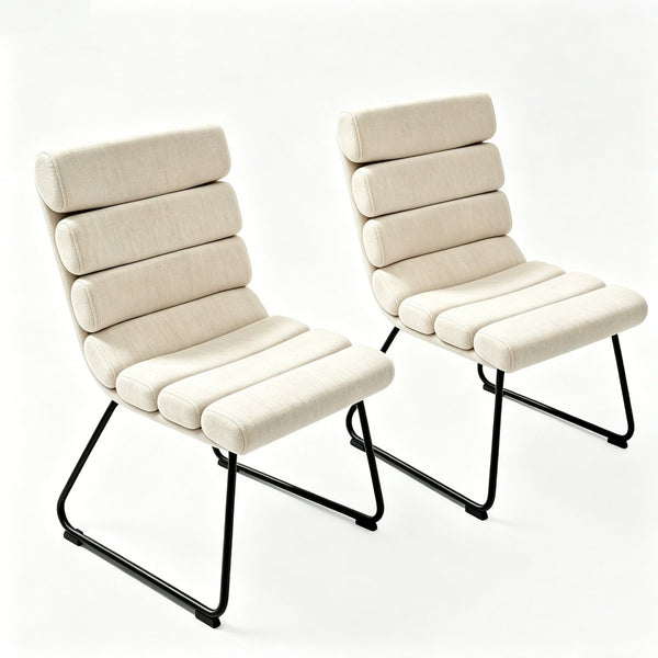 English Elm Modern Upholstered Dining Chair Set of Two with Cushioned Seat and Metal Frame W3851P494451