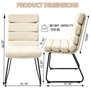 English Elm Modern Upholstered Dining Chair Set of Two with Cushioned Seat and Metal Frame W3851P494451