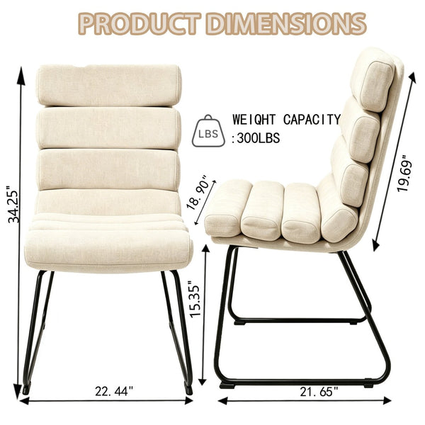 English Elm Modern Upholstered Dining Chair Set of Two with Cushioned Seat and Metal Frame W3851P494451