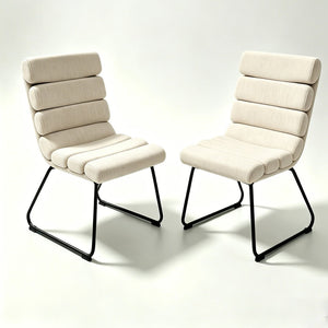 English Elm Modern Upholstered Dining Chair Set of Two with Cushioned Seat and Metal Frame W3851P494451
