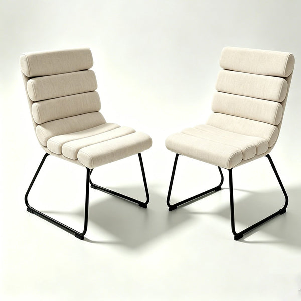 English Elm Modern Upholstered Dining Chair Set of Two with Cushioned Seat and Metal Frame W3851P494451