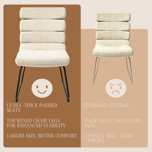 English Elm Modern Upholstered Dining Chair Set of Two with Cushioned Seat and Metal Frame W3851P494451