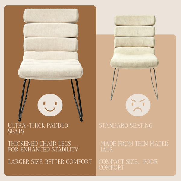 English Elm Modern Upholstered Dining Chair Set of Two with Cushioned Seat and Metal Frame W3851P494451