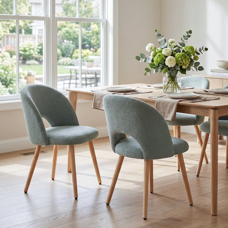 English Elm Restaurant Teddy Velvet Dining Chairs Set of 2 with Ergonomic Foam Seat and Wood Legs Green W3851P577210
