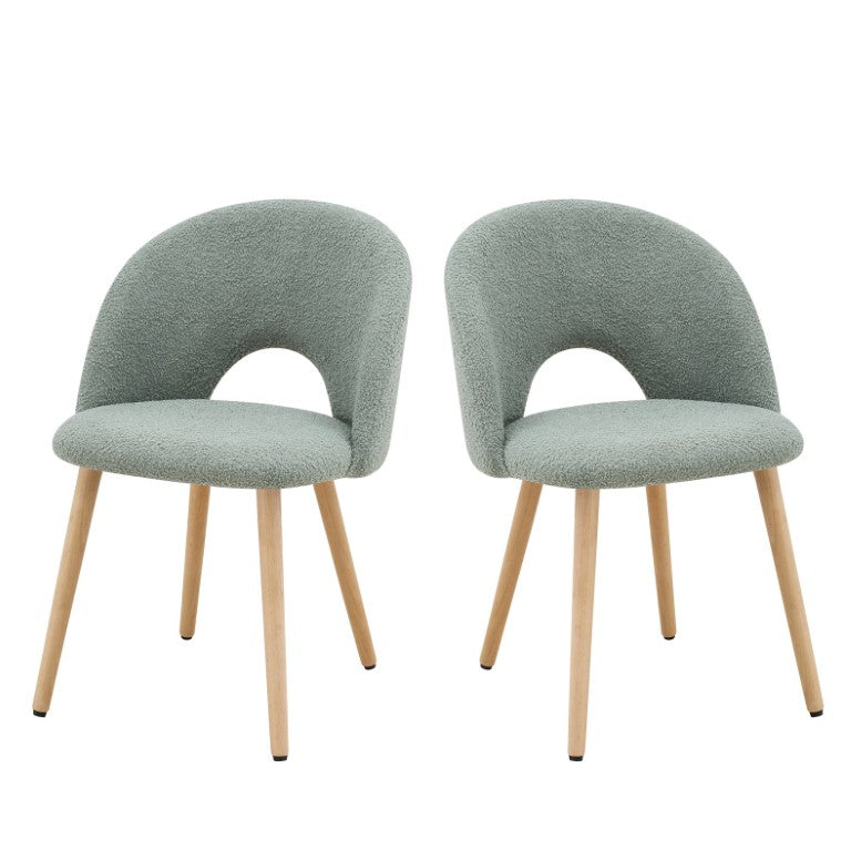 English Elm Restaurant Teddy Velvet Dining Chairs Set of 2 with Ergonomic Foam Seat and Wood Legs Green W3851P577210