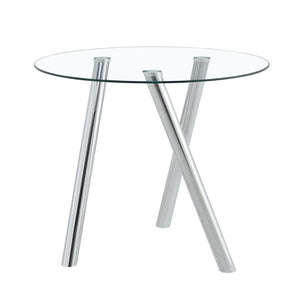 English Elm 35-inch Square Tempered Glass Dining Table with Sleek Electroplated Legs for Small Spaces W3875P369276