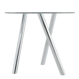 English Elm 35-inch Square Tempered Glass Dining Table with Sleek Electroplated Legs for Small Spaces W3875P369276