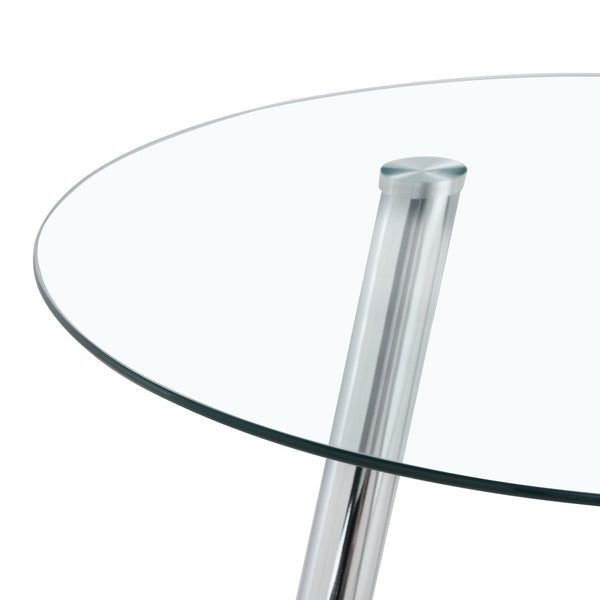 English Elm 35-inch Square Tempered Glass Dining Table with Sleek Electroplated Legs for Small Spaces W3875P369276