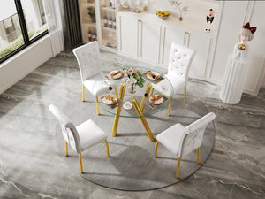 English Elm 35-inch Square Tempered Glass Dining Table with Polished Metal Legs for Small Spaces W3875P369277