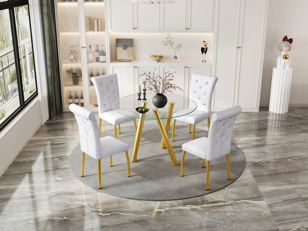 English Elm 35-inch Square Tempered Glass Dining Table with Polished Metal Legs for Small Spaces W3875P369277