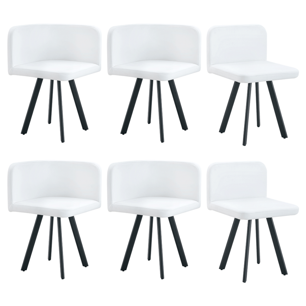 English Elm Stylish White Pu Upholstered Dining Chair Set of Six with Powder Coated Metal Legs W3875P370931