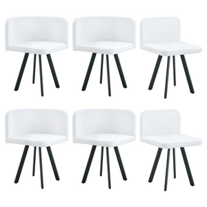 English Elm Stylish White Pu Upholstered Dining Chair Set of Six with Powder Coated Metal Legs W3875P370931