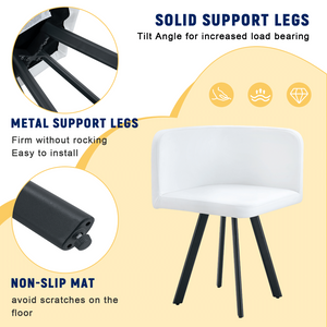 English Elm Stylish White Pu Upholstered Dining Chair Set of Six with Powder Coated Metal Legs W3875P370931