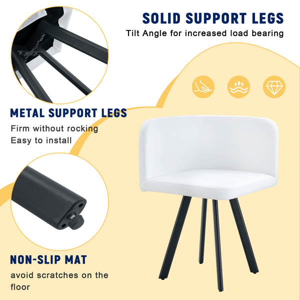 English Elm Stylish White Pu Upholstered Dining Chair Set of Six with Powder Coated Metal Legs W3875P370931