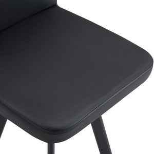 English Elm Sn-c-md4in1-wh Faux Leather Dining Chair with Metal Legs Minimalist Modern Seating Black W3875P371029