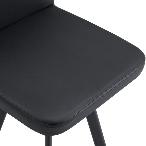 English Elm Sn-c-md4in1-wh Faux Leather Dining Chair with Metal Legs Minimalist Modern Seating Black W3875P371029