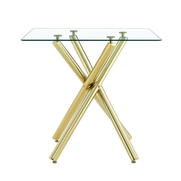 English Elm Table Top Tempered Glass Surface with Waterproof Metal Frame for Dining or Patio W3875P371052