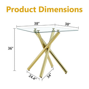 English Elm Table Top Tempered Glass Surface with Waterproof Metal Frame for Dining or Patio W3875P371052
