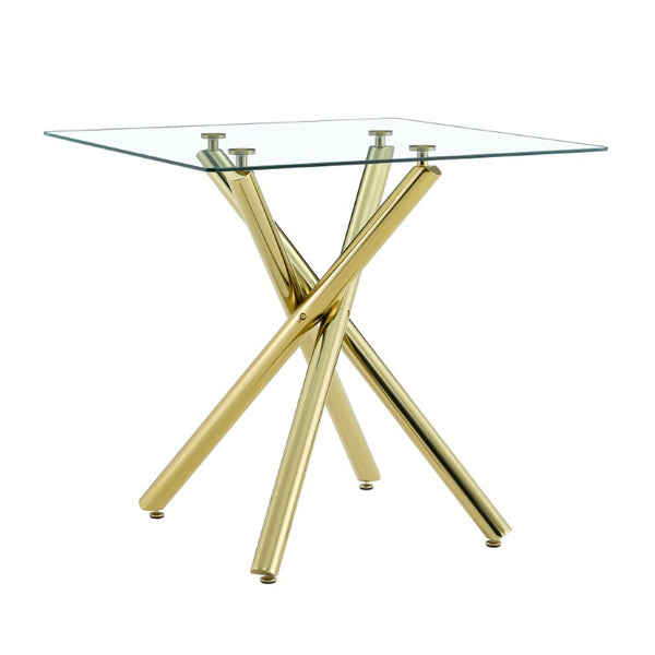 English Elm Table Top Tempered Glass Surface with Waterproof Metal Frame for Dining or Patio W3875P371052