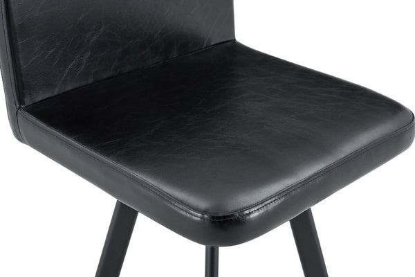 English Elm Sn-C-Md4in1-Whlth Oil Wax Leather Dining Chair Retro Ergonomic Cushioned Seat Black W3875P371079