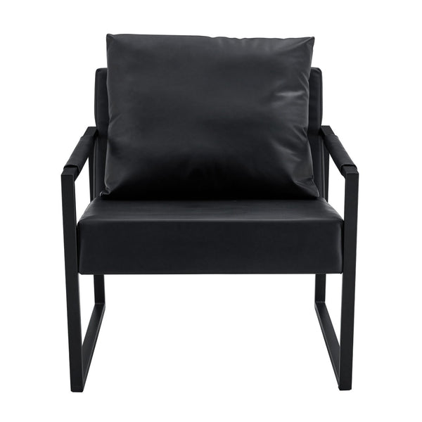 English Elm Set of 1 Industrial Accent Chair Pu Leather Ergonomic Seat Matte Metal Frame Office Black W3875P378628