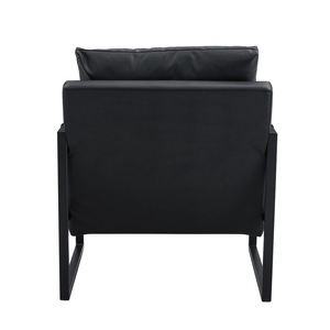 English Elm Set of 1 Industrial Accent Chair Pu Leather Ergonomic Seat Matte Metal Frame Office Black W3875P378628