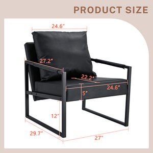 English Elm Set of 1 Industrial Accent Chair Pu Leather Ergonomic Seat Matte Metal Frame Office Black W3875P378628